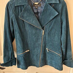 Dennis Basso Women's Blue Leather Jacket XS